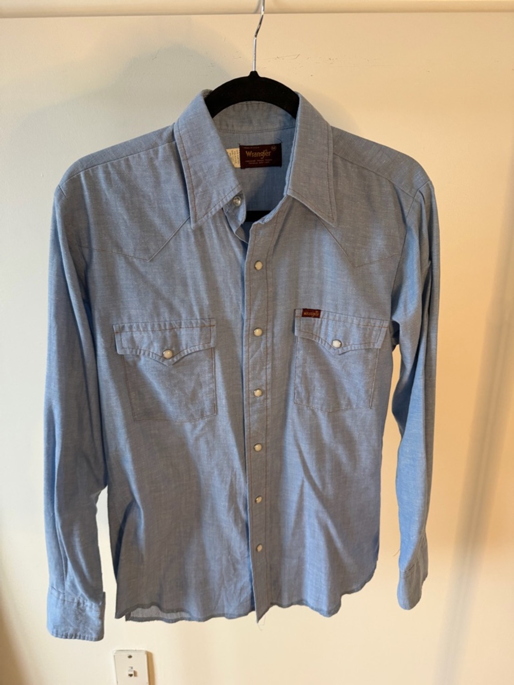 Vintage Wrangler Light Blue Western Pearl Snap-Front Shirt